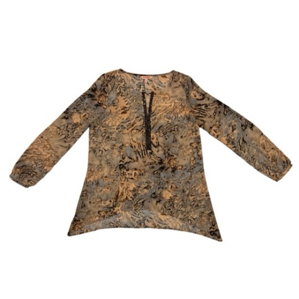 JUICY COUTURE WOMENS MARBLE RHINESTONE EMBELLISHED BLOUSE SIZE M